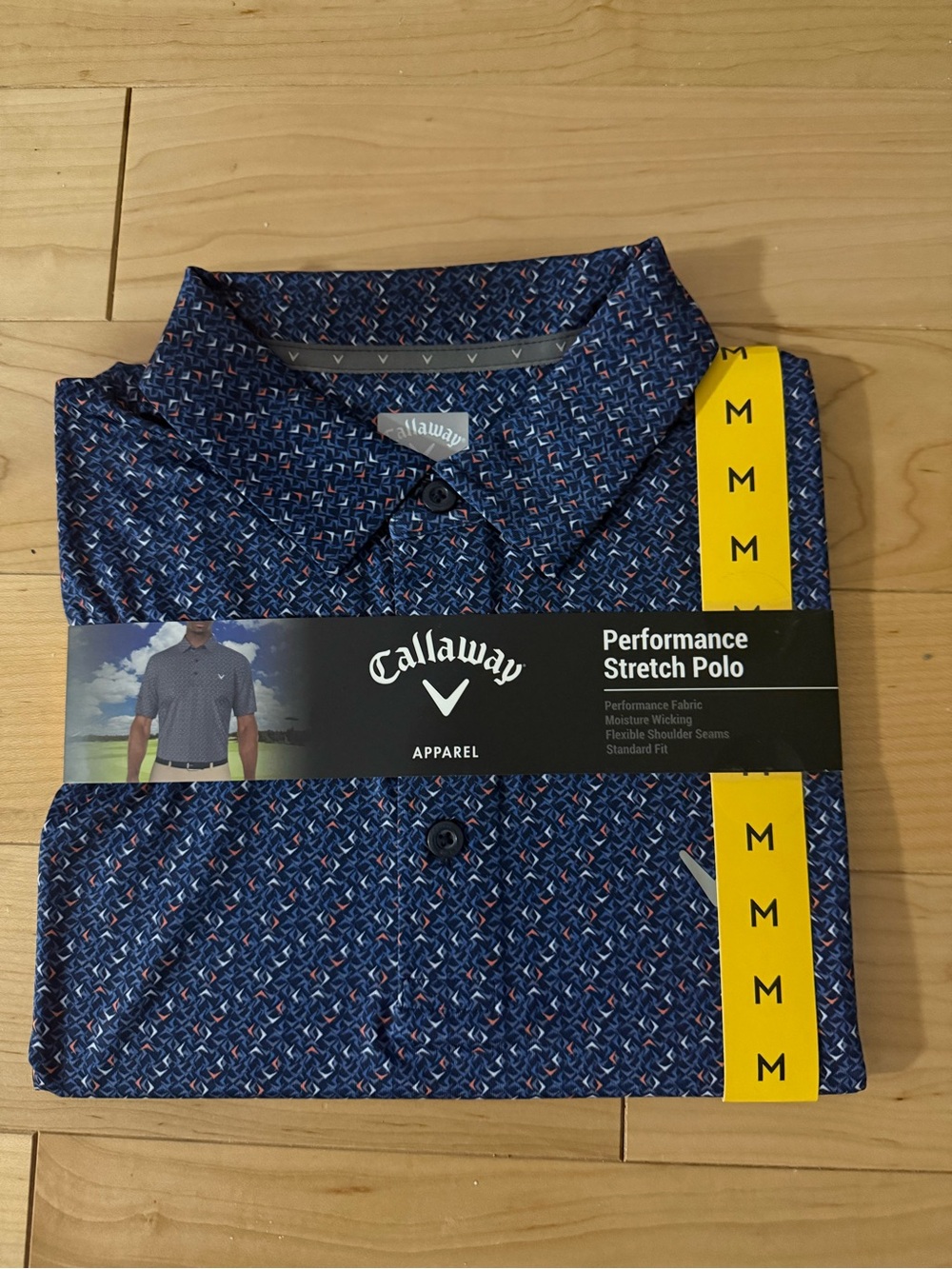 Callaway Men's Navy Blue Patterned Performance Polo